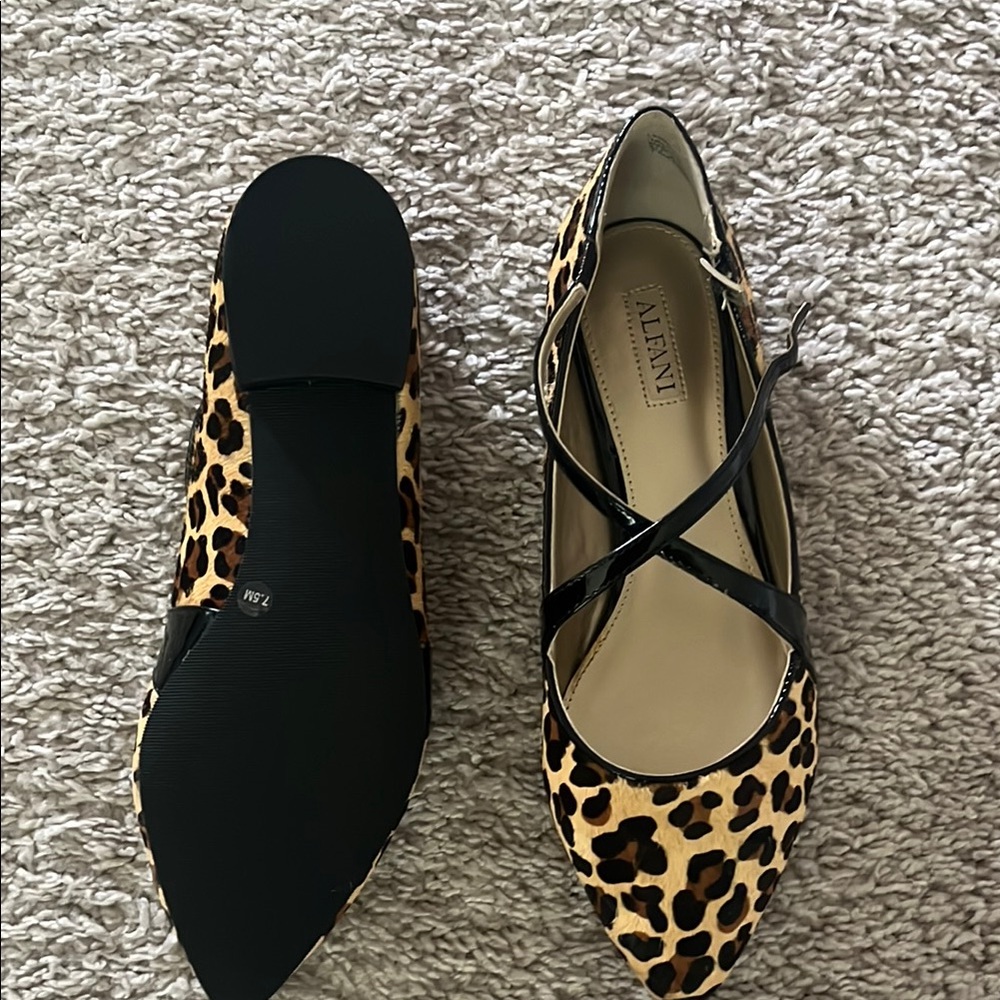 Aglini Brown and Black Leopard Print Flats